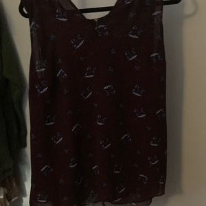 CAbi double layer deep wine floral w/ back zip